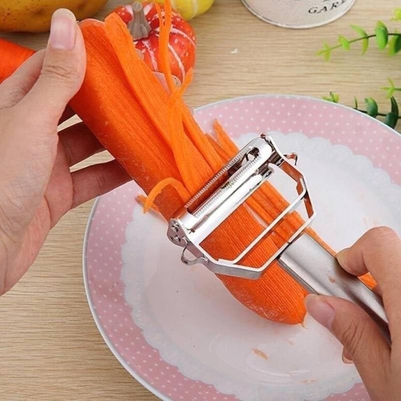 Julienne Peeler，Stainless Steel Vegetable Peeler,Double-Sided Blade Vegetable Julienne Cutter and