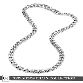 Urban Jewelry Polished Stainless Steel Men's Curb Chain Necklace in Variety of Sizes and Colors (Silver, 23)