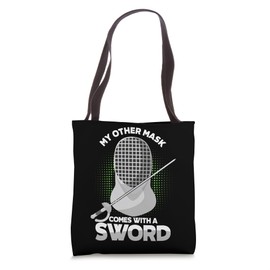 Fencing Mask Long Sword Rapier Saber Fencer Sports Tote Bag