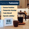 PEARL Reise-Funk-Wecker: Funk-Wecker mit Snooze-Funktion,Datum-,Wochentag- & Temperaturanzeige (mit Thermometer, klein)