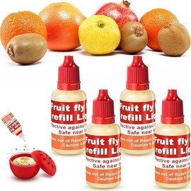 4 Pack Fruit Fly Trap Refill Liquid, 0.68oz/ Bottle Liquid Fruit Fly Traps for Indoors Non Toxic Safe Near Food, Effective Lure Refill for Indoor and Kitchen Use, Red - Color: 4