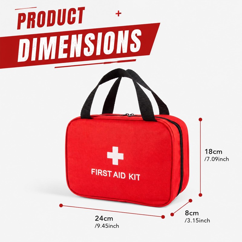 Red Empty First Aid Bag, Portable Oxford Cloth Emergency Medical