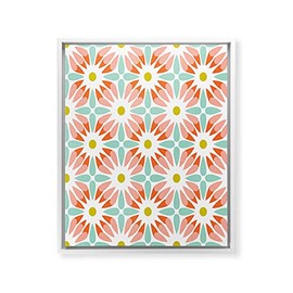 Deny Designs Heather Dutton Crazy Daisy Sorbet White Framed Art Canvas, 8" x 10", Blue