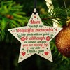 RED OCEAN Mum Memorial Christmas Tree Decorations Wooden Star Remembrance