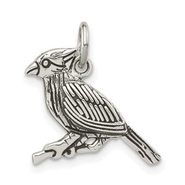 Sterling Silver Antiqued Bird on Branch Charm