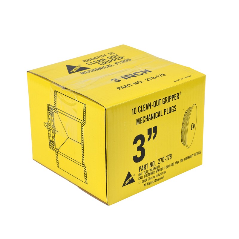 Cherne 270178 Gripper 3 in. Black Mechanical Clean Out Plug,