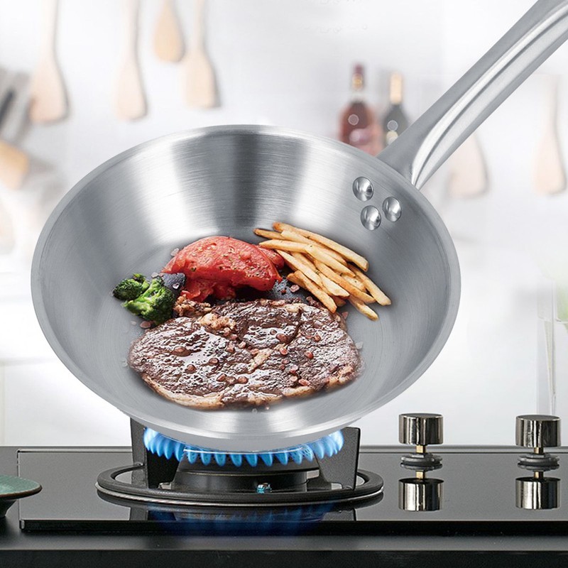 Stainless Steel Frying Pan Single Handle Fried Pan Cookware for