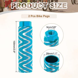 PATIKIL Bike Pegs Fit 3/8 Inch Axles, 2 Pack Aluminum Alloy Anti-Skid Lead Foot Bicycle Peg Back Seat Stands with Stripe for BMX Mountain Dirt Bike Cycling Rear Stunt Pegs, Light Blue
