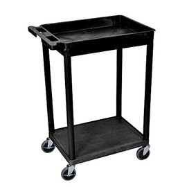 Luxor STC12-B Top Tub and Bottom Flat Shelf Cart - Black