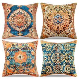 Ethnic Cushion Covers Moroccan Cushion Covers 45x45 Yellow Throw Pillow Covers Retro Carpets Geometric Decorative Pillows Oriental Pillowcase Linen Cushions For Sofa Bedroom Outdoor Garden Decor