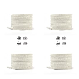 ELANOX Elastic Shoelaces without Tying I 4 Pieces for 2 Pairs of Shoes with Stylish Ends, Shoe Laces without Tying Quick Release Rubber Shoelaces for Adults and Children (Beige)