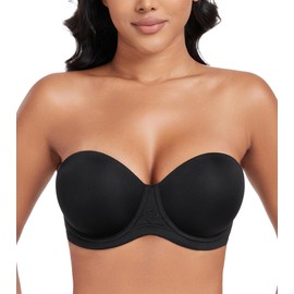 DotVol Women's Multiway Strapless Bra Full Figure Underwire Contour Beauty Back Plus Size Bra(34B, Black)