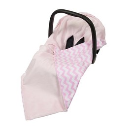 Viculii Double Sided Baby Wrap for car seat | girl pink chevron baby wrap swaddle cover cosytoes blanket for car seat 100x100cm