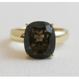 Smoky Quartz Gold Plated Sterling Silver Ring US Size 6 / Diameter 16.5