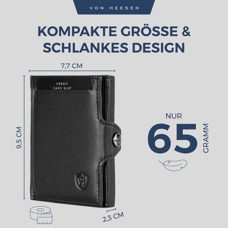 VON HEESEN Slim Wallet with RFID Protection - Men’s and