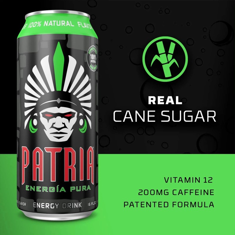 Patria Energia Pura Drink - 200mg Caffeine, Cane Sugar, 16oz