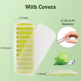 Lily's Home - Juego de 2 bandejas de silicona para cubitos de hielo con tapa, sin BPA, ideal para botellas de agua y botellas deportivas, diseño flexible y apilable para liberación rápida, bandejas de