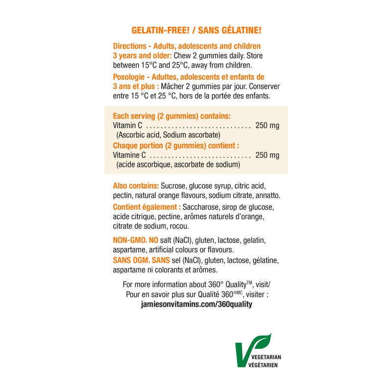 Vitamin C Gummies 250 mg Value Size - Tangy Orange