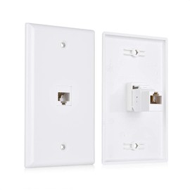 Cable Matters 2-Pack 1-Port Ethernet Wall Plate, White, Cat6 Wall Plate, Cat5e Ethernet Outlet with White RJ45 Keystone Jack