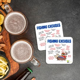 CS099 Fishing Excuses Novelty Funny Coffee Tea Drink Gift Glossy MDF Wooden Coaster