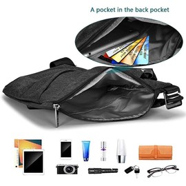 OSOCE Anti-Theft Waterproof Shoulder Backpack Sling Chest Crossbody Bag Cover Pack Rucksack Bicycle Sport (B13-007 Black-left Hand)