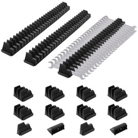 PLUVAVA 42 Pieces Modular Wrench Organizer Magnetic Wrench Holder Plastic Modular Tool Organizers with Label for Tool Drawer Storage (Black, for 100 Wrenches)