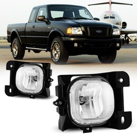 AUTOFREE Fog Lights Fit for Ford Ranger 2004 2005 (not fit STX models) with Bulbs H10 12V 42W Fog Lamps Assembly- 1 Pair (Clear Lens)