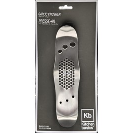 KB KITCHEN BASICS Stainless Steel Garlic Crusher with Herb Stripper - Versatile Kitchen Tool, Honeycomb Design, Multi-Functional Sides, Dishwasher-Safe & Easy Cleanup - Multi-Purpose Cooking Utensils