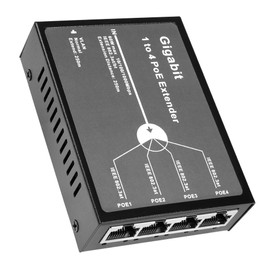 REVODATA Gigabit 4 Port 60W PoE Extender, 10/100/1000Mbps 1 in 4 Out PoE+ Repeater with 3 Mode Available, 60W 802.3BT Input, 802.3at Output 30W, 100m/250m PoE Extension for PoE Device (POE5004G-V2)