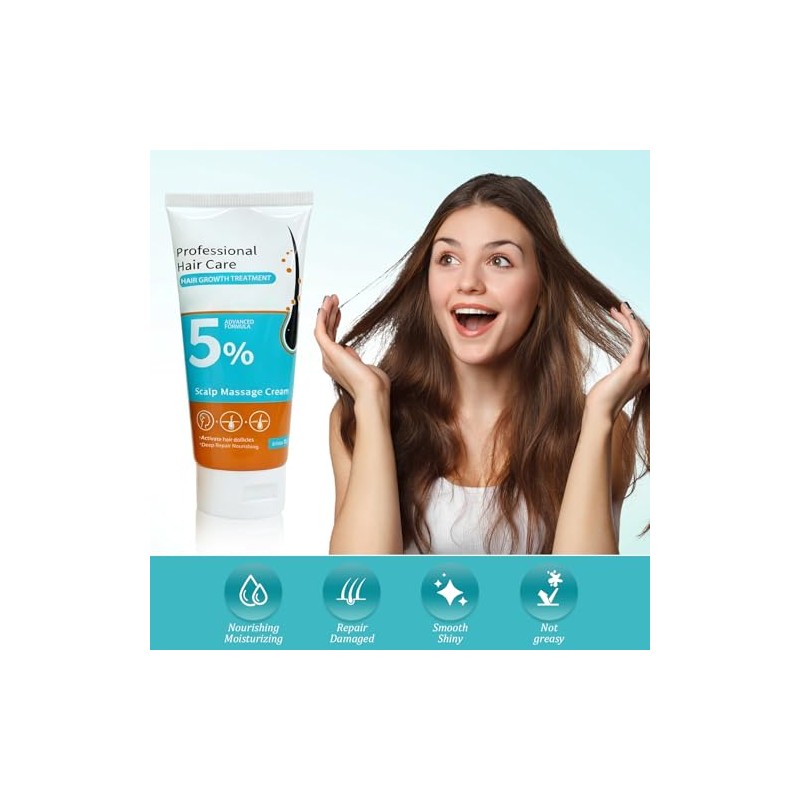 2PCS 5% Crema de Masaje para el Cuero Cabelludo, Crema