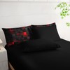 Nttopship Geometric Red Black Queen Comforter Set,Light Honeycomb Bedding Set
