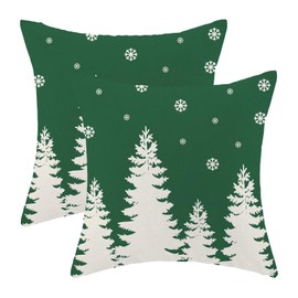 CXMEIFLY Christmas Pillow Covers 20x20 Inch Set of 2 Sage Green Cream Christmas Tree Snowflakes Decor Throw Pillows Winter Xmas Holiday Outdoor Cushion Cases for Couch Bed Decorations