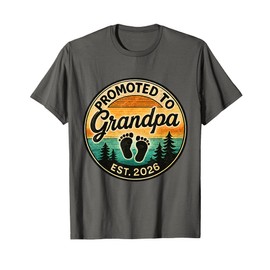 Promoted to Grandpa Est.2026 Vintage Baby Announcement Funny T-Shirt
