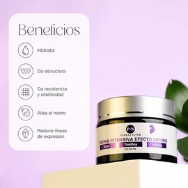 PUREZA NATUR Crema facial efecto lifting intensiva hidratante Tratamiento para cara y ojos con acido hialuronico colgeno y elastina rejuvenecedora    