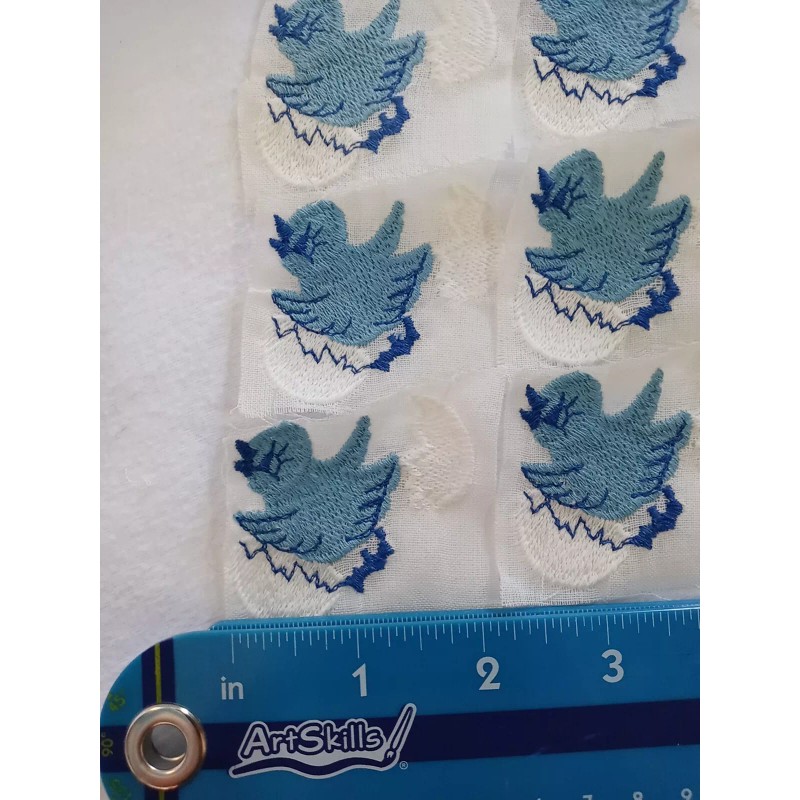 12 Baby Bluebird Carolace Vintage Iron On Embroidered Transfers *Brush