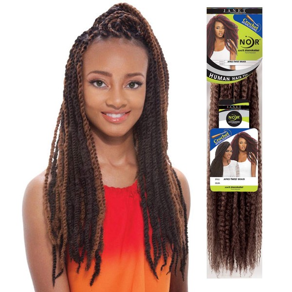 Janet Collection Synthetic Hair Braids Noir Afro Twist Braid (Marley Braid) (6-Pack, M1B/BURG)