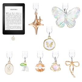 Josojoou 8 PCS Dust Plug Charm Type C, Fun Book Charms, Dust Plug Charms with Butterfly Flower Pattern for E-Readers