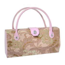 Ron's Optical Asian Silk Brocade Style Eyeglass Case Mini Handbag Design Interior Mirror Pink