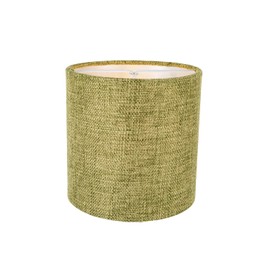 Contemporary and Sleek 14 Inch Olive Sage Green Linen Fabric Drum Lamp Shade 60w Maximum | 35cm Diameter | for Table Lamp or Pendant by Happy Homewares
