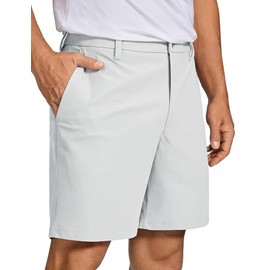 CRZ YOGA Pantalones Cortos de Golf para Hombre cómodos para Todo el día - 7 Pulgadas elásticos Ligeros Casuales de Trabajo Frente Plano Pantalones Cortos con Bolsillos Platino Gris 33