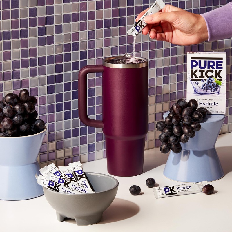 PURE KICK Hydration Singles to Go Drink Mix, Concord Grape,