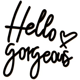 Hello Gorgeous Wall Decor 3D Wooden Hello Gorgeous Sign, Black Hello Gorgeous Wall Art for Hanging Bathroom Coffee Home