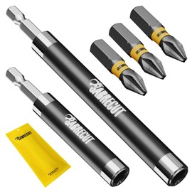 5 x SabreCut SCRSGK1 80 mm and 120 mm magnetic retractable hex screw guide and 25 mm PH2 bit set for screw bits, screwdrivers and other accessories, compatible with Dewalt Bosch and others