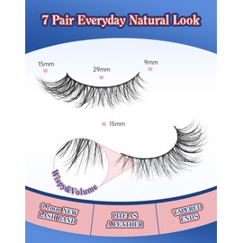 Natural Lashes Wispy Lashes Everyday Natural Look Flared Eyelashes False Eye Lashes Soft Fluffy Lashes False Eyelashes 7 Pairs D77