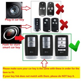 MissBlue New Car Key Fob Cover for Acura CDX MDX NSX RDX RLX TLX TLX-L Smart Remote Key, Aircraft Aluminum Car Key Case Cover Protector with Wrist Lanyard - Red