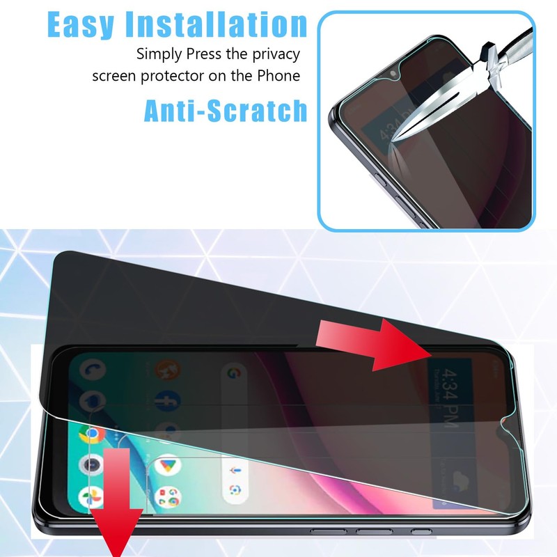 Anbzsign 2 Pack Privacy Tempered Glass Screen Protector for TCL