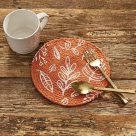 Park Designs Leaf Round Sienna White TRIVET 8" Round Natural Country Rustic Autumn Fall Park