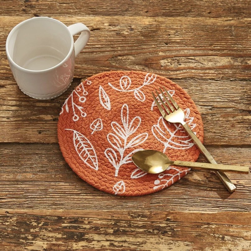 Park Designs Leaf Round Sienna White TRIVET 8" Round Natural