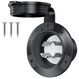 30A NEMA L14-30P Flanged Inlet Generator Plug Male Locking Outlet Wall Receptacle 4 Prong Socket with Cover Industrial Grade Replacement for Transfer Switches ETL Listed