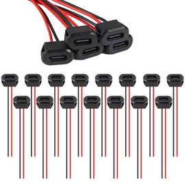 ALMOCN 20PCS Type-C Female Chassis 2 Pin Type-C Female Socket Connector Waterproof Jack Female Charging Port with Card Buckle 3A USB-C Charger Plug Socket